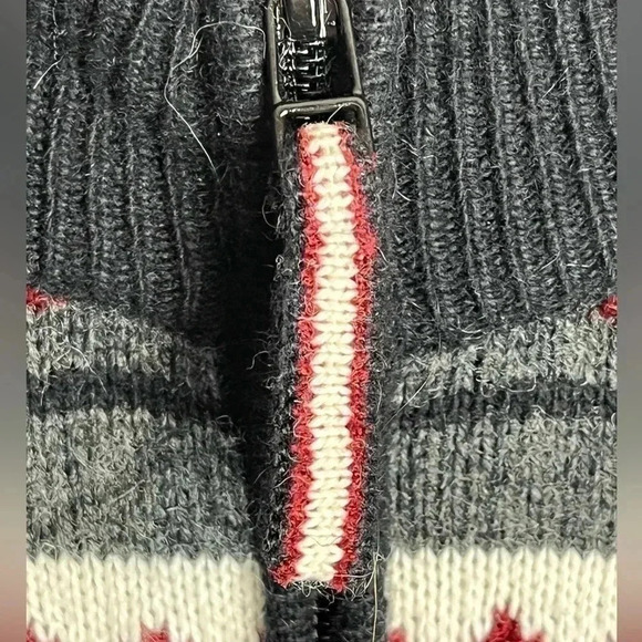 I.E. Relaxed 1/4 zip Nordic Striped Women's Sweater Winter Mock Neck Angora Siz… - Picture 10 of 12